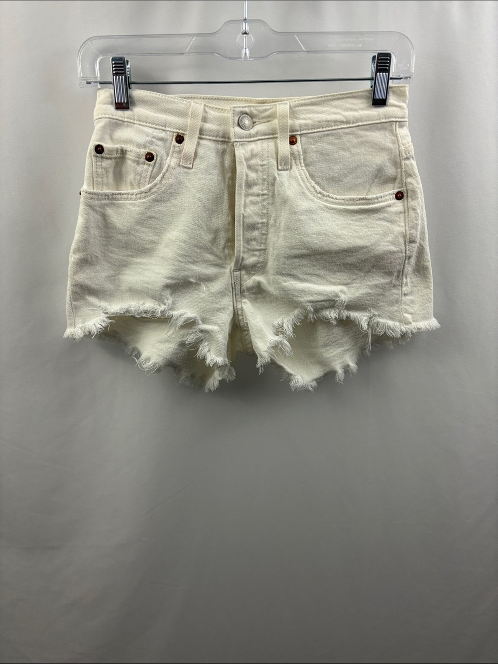 Levi’s White Womens 501 Distressed Shorts Size 24